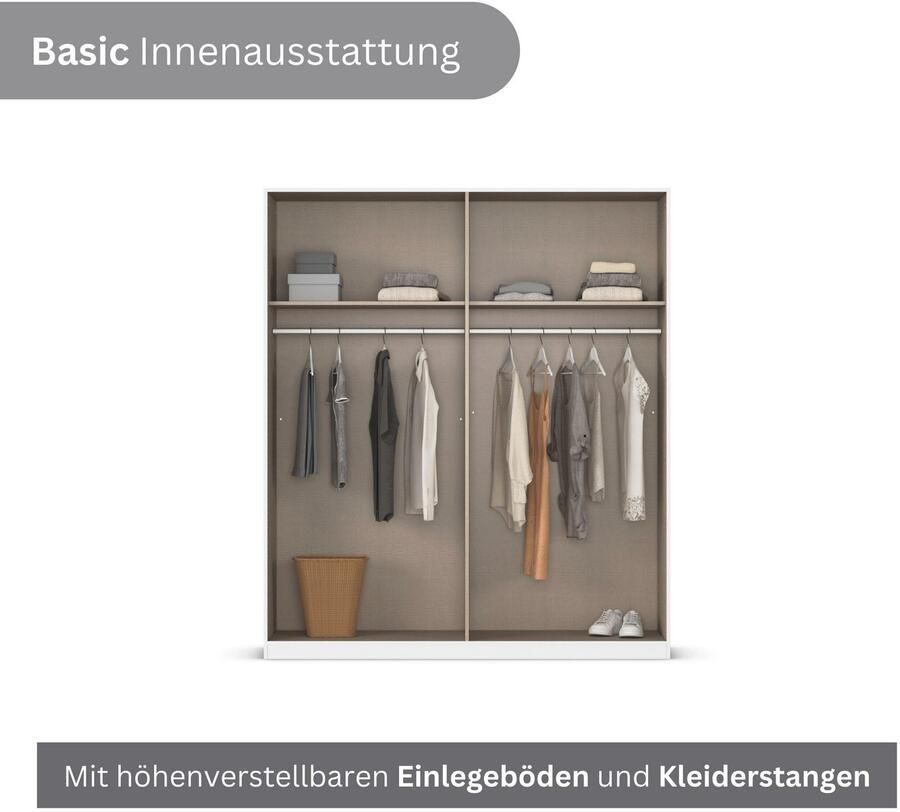 OTTO Draaideurkast Slaapkamerkast BESTSELLER kledingkast kast garderobe FERRIS Kledingkast met spiegel in de uitvoeringen BASIC CLASSIC PREMIUM - Foto 18