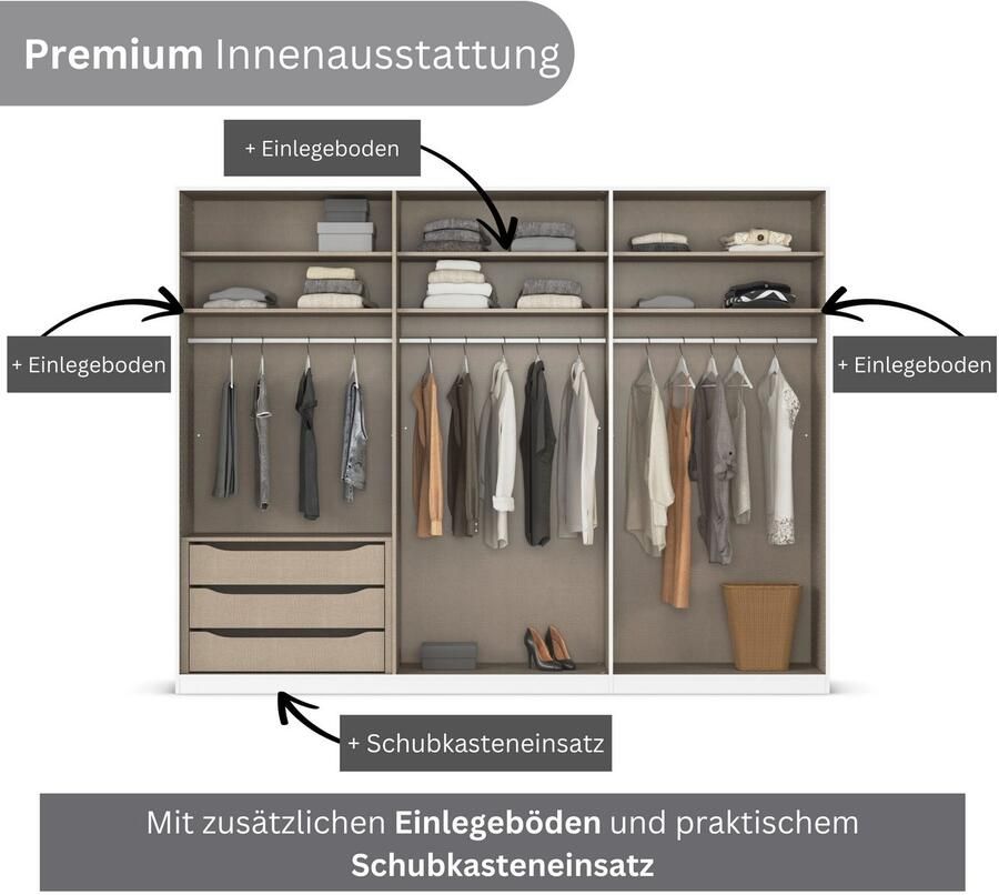 OTTO Draaideurkast Slaapkamerkast BESTSELLER kledingkast kast garderobe FERRIS Kledingkast met spiegel in de uitvoeringen BASIC CLASSIC PREMIUM - Foto 16