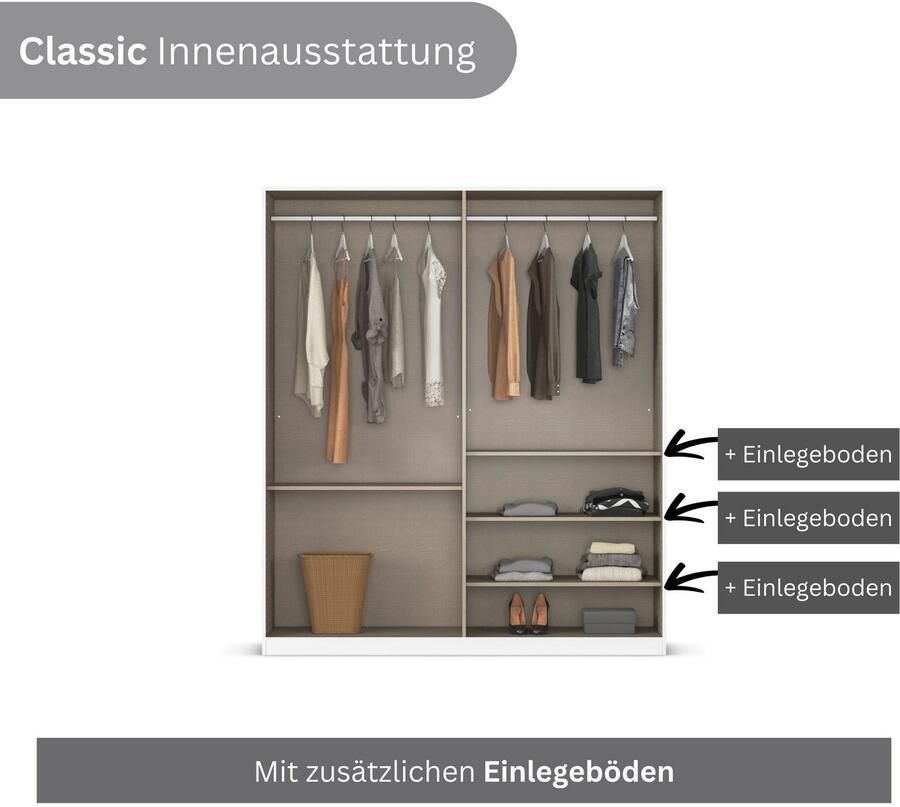 OTTO Draaideurkast Slaapkamerkast BESTSELLER kledingkast kast garderobe FERRIS Kledingkast met spiegel in de uitvoeringen BASIC CLASSIC PREMIUM - Foto 20