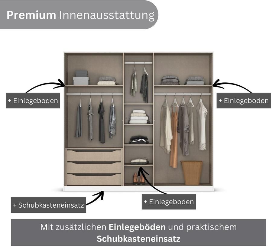 OTTO Draaideurkast Slaapkamerkast BESTSELLER kledingkast kast garderobe FERRIS Kledingkast met spiegel in de uitvoeringen BASIC CLASSIC PREMIUM - Foto 14