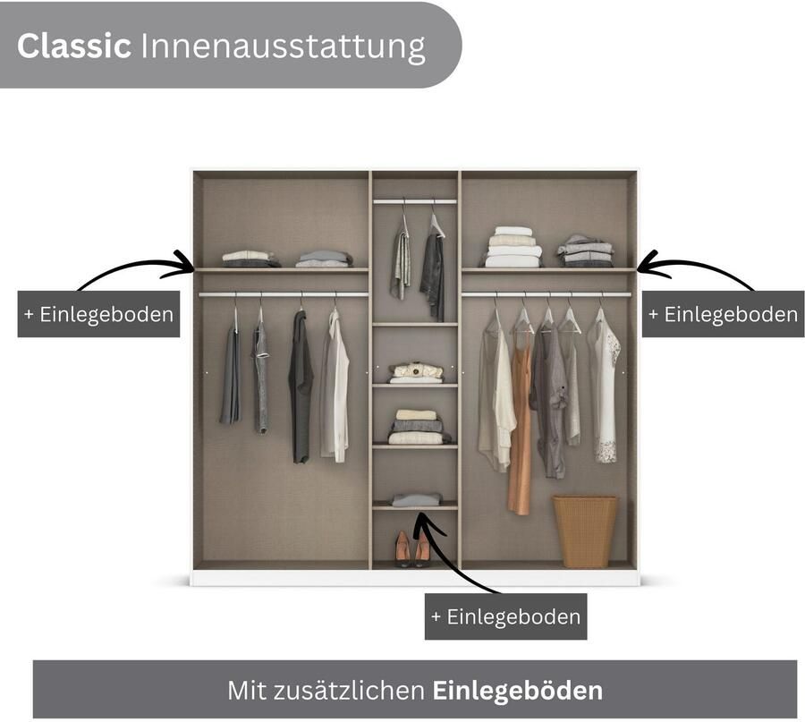 OTTO Draaideurkast Slaapkamerkast BESTSELLER kledingkast kast garderobe FERRIS Kledingkast met spiegel in de uitvoeringen BASIC CLASSIC PREMIUM - Foto 18