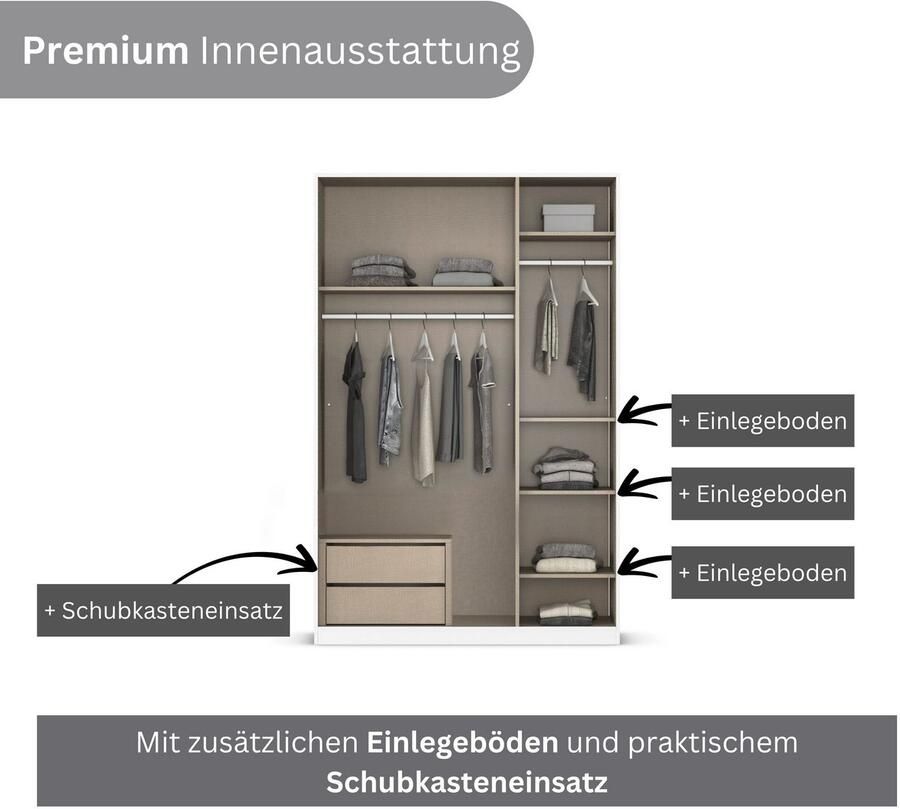 OTTO Draaideurkast Slaapkamerkast BESTSELLER kledingkast kast garderobe FERRIS Kledingkast met spiegel in de uitvoeringen BASIC CLASSIC PREMIUM - Foto 17
