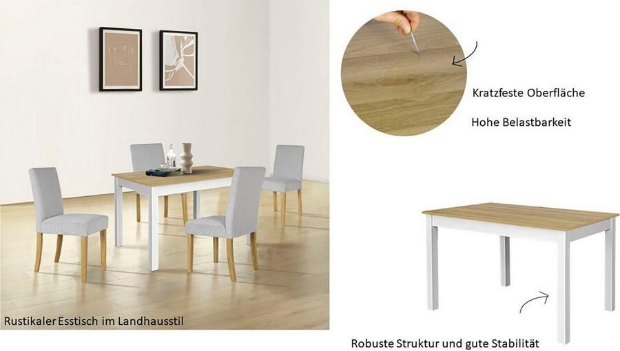 OTTO Eettafel Olst 's Choice in landhuisstijl met onderhoudsvriendelijke oppervlakte verschillende maten - Foto 6