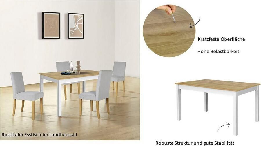 OTTO Eettafel Olst 's Choice in landhuisstijl met onderhoudsvriendelijke oppervlakte verschillende maten - Foto 5