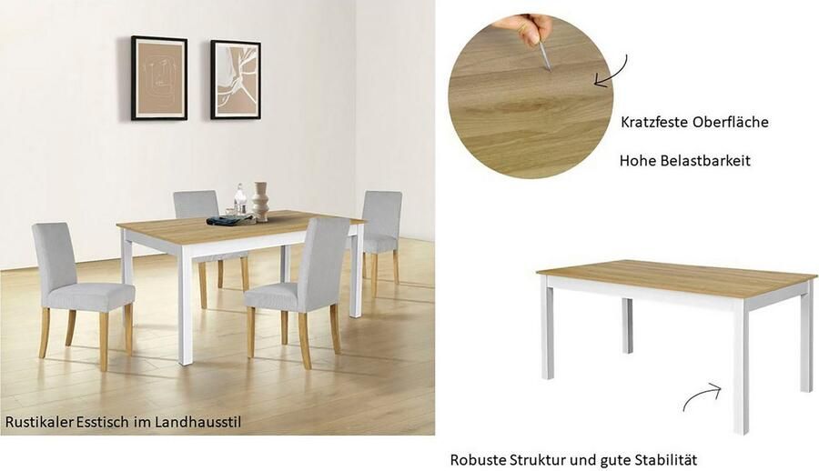 OTTO Eettafel Olst 's Choice in landhuisstijl met onderhoudsvriendelijke oppervlakte verschillende maten - Foto 5