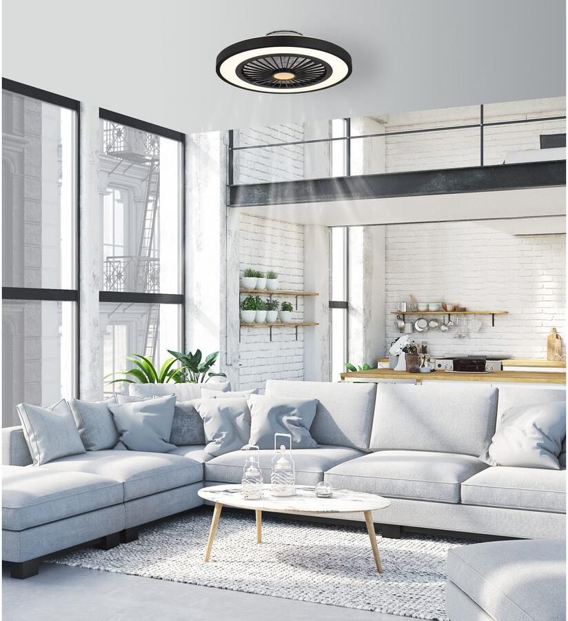 OTTO Globo Lightning Plafondlamp BLIZZAK Plafondventilator metaal zwart mat LED (1 stuk)