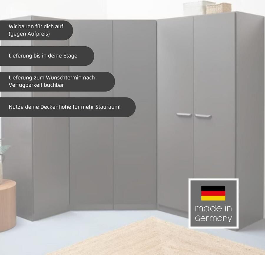 OTTO Draaideurkast Kledingkast VANDOR in drie breedtes hoogte 197 cm grepen in grijs metallic made in germany - Foto 5