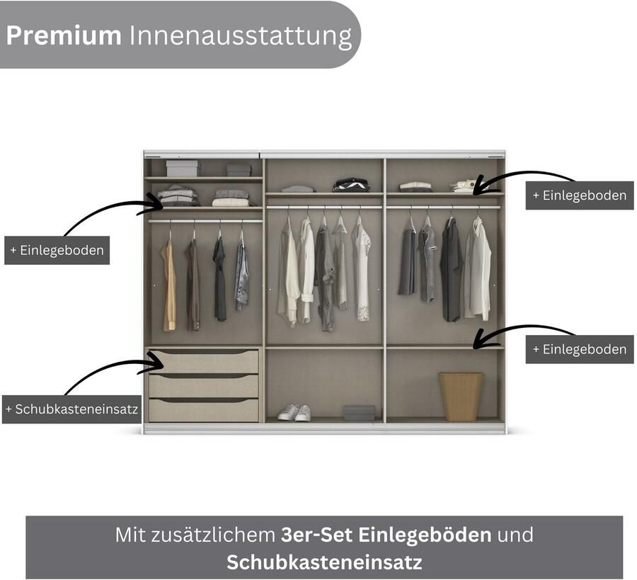 OTTO Schuifdeurkast Ferris kast breedte 2 71m Kast met spiegel in 3 uitvoeringen BASIC CLASSIC PREMIUM - Foto 11