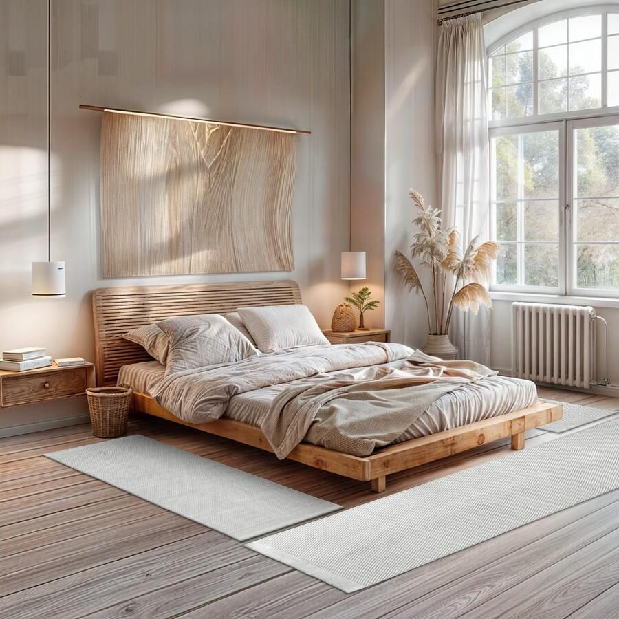 OTTO Set slaapkamerkleedjes Wolldroom puur Omkeerbaar tapijt handgeweven uni-kleuren 100% wol woonkamer