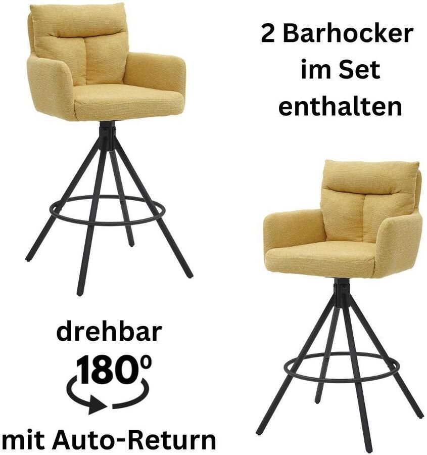 OTTO Stolkom Barkruk Sofia Comfort zithoogte 70 cm 180° draaibaar auto return functie (set 2 stuks) - Foto 7