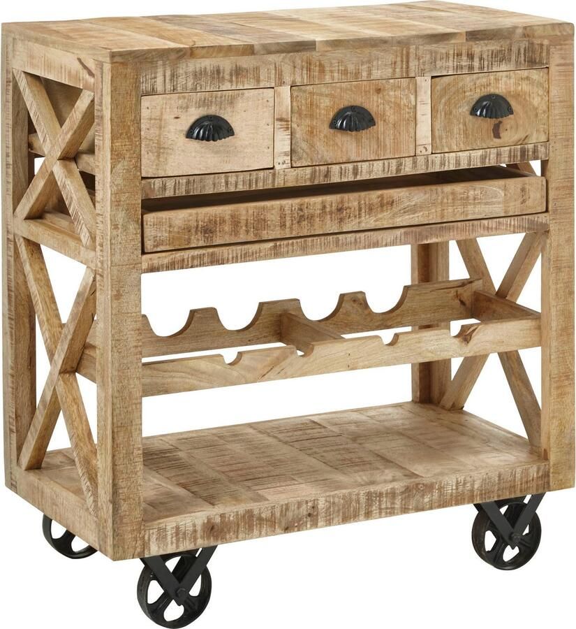 OTTO Stolkom Bartafel FERDI Massief hout barwagen op wielen inclusief dienblad - Foto 6