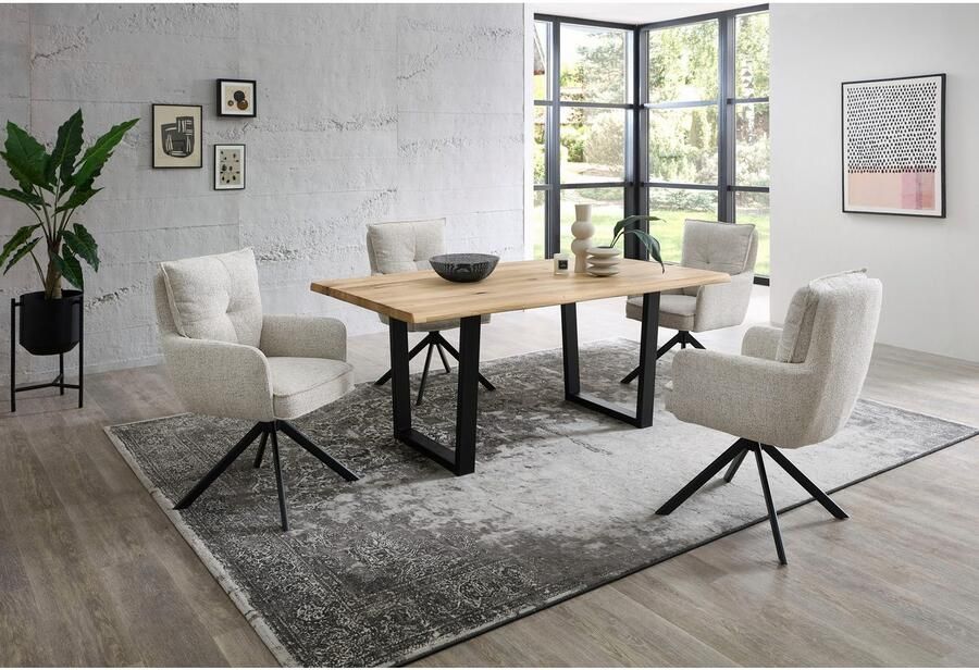 OTTO Stolkom Eettafel Benny Eik massief hout tafel met boomrand