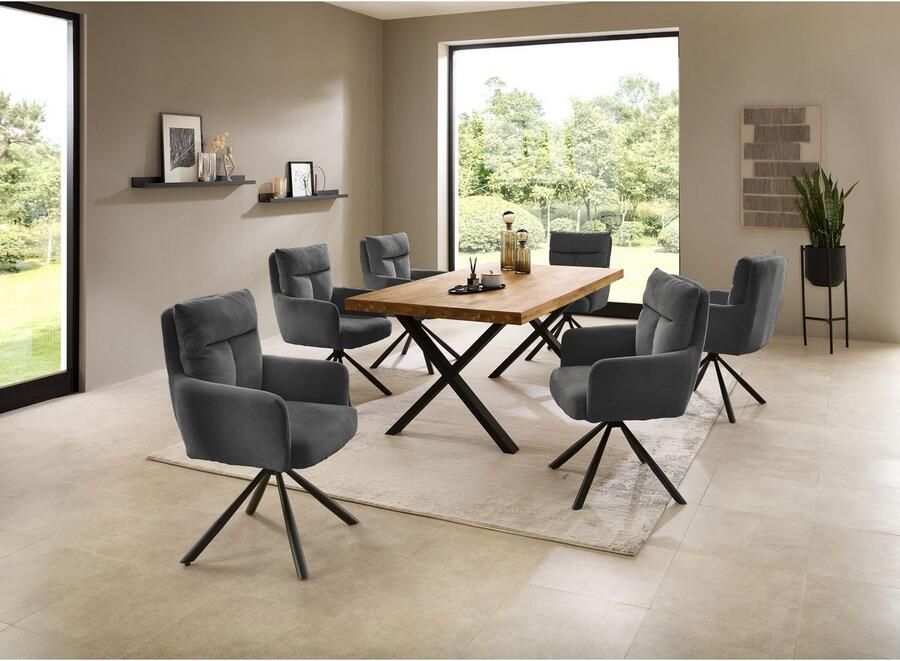 OTTO Stolkom Stoel met armleuningen Sofia 180 graden draaibaar met auto-return bonnellvering in de zitting (set 2 stuks)