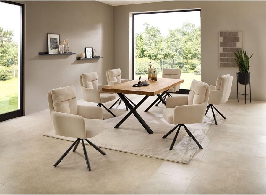 OTTO Stolkom Stoel met armleuningen Sofia 180 graden draaibaar met auto-return bonnellvering in de zitting (set 2 stuks)