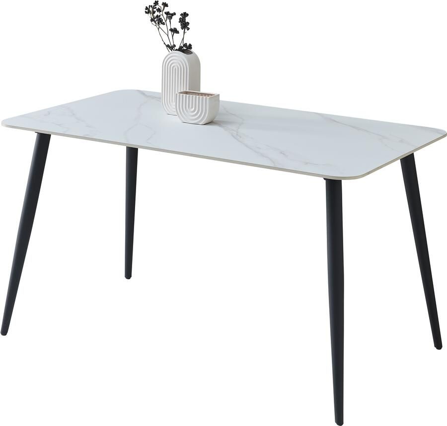 OTTO Stolkom Eettafel Cody eettafel keramiek wit gemarmerd BxHxD 140x76x80 cm Keramische oppervlakte wit gemarmerd 4-poots frame mat zwart - Foto 7