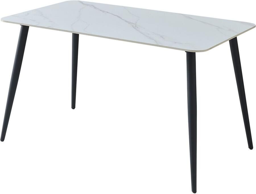 OTTO Stolkom Eettafel Cody eettafel keramiek wit gemarmerd BxHxD 140x76x80 cm Keramische oppervlakte wit gemarmerd 4-poots frame mat zwart - Foto 4