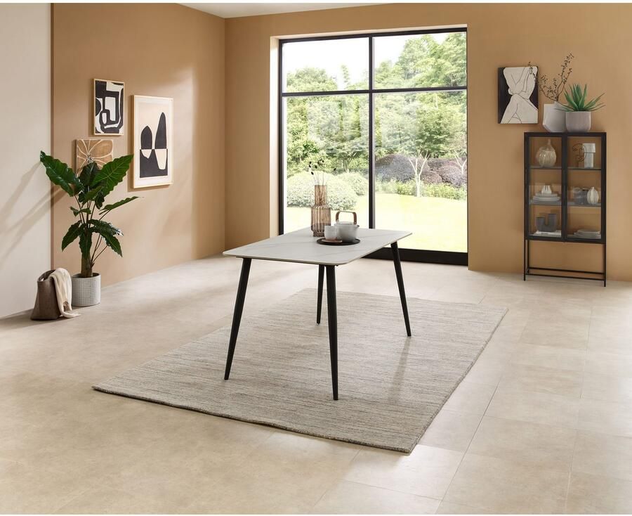 OTTO Stolkom Eettafel Cody eettafel keramiek wit gemarmerd BxHxD 140x76x80 cm Keramische oppervlakte wit gemarmerd 4-poots frame mat zwart