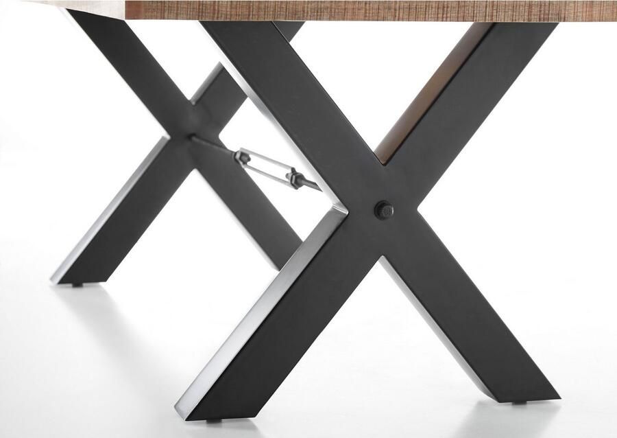 Emob Eettafel Mares rechthoekig 200cm mangohout Eettafels outlet Bruin; Zwart Hout; Metaal Eettafels outlet Op voorraad - Foto 2