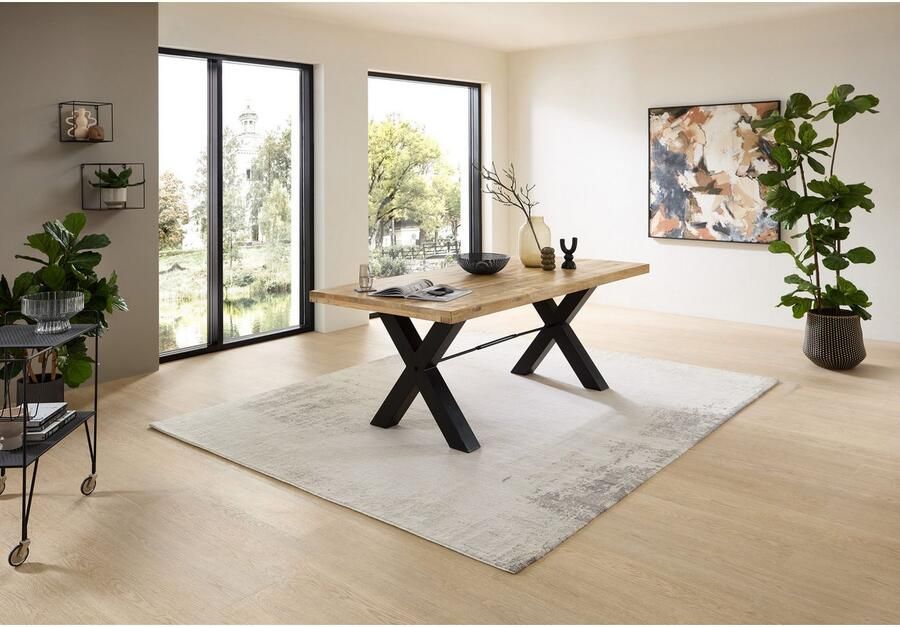 Emob Eettafel Mares rechthoekig 200cm mangohout Eettafels outlet Bruin; Zwart Hout; Metaal Eettafels outlet Op voorraad - Foto 6