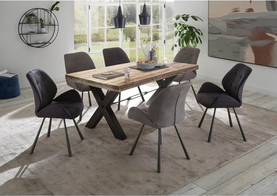 Emob Eettafel Mares rechthoekig 200cm mangohout Eettafels outlet Bruin; Zwart Hout; Metaal Eettafels outlet Op voorraad - Foto 3