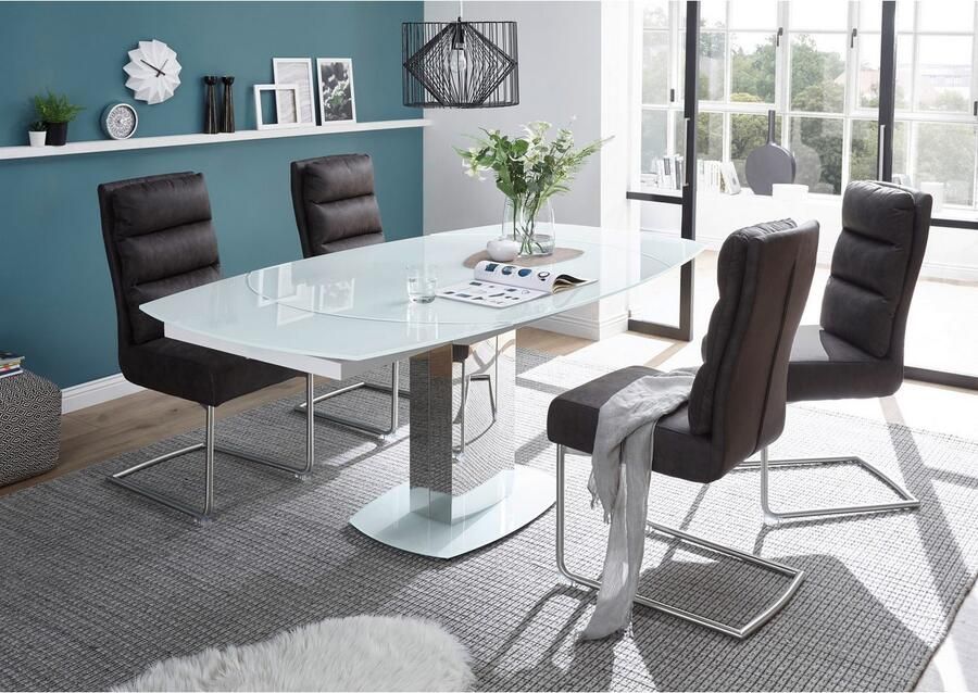 OTTO Stolkom Eettafel Jackson glazen tafel wit uitschuifbare tafel BxHxD 130-190x75x105 cm - Foto 4