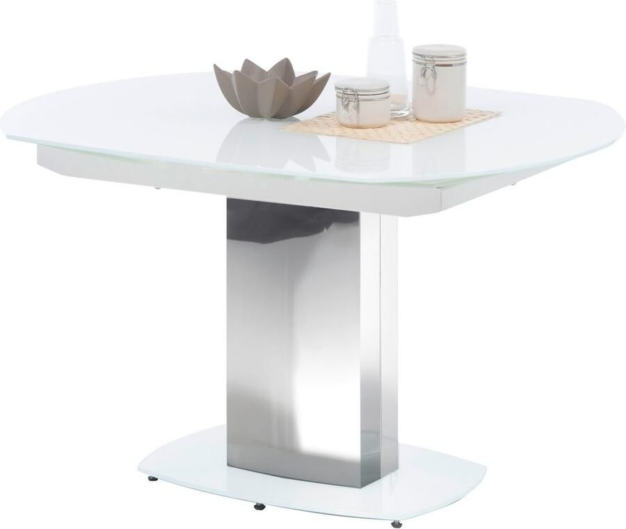 OTTO Stolkom Eettafel Jackson glazen tafel wit uitschuifbare tafel BxHxD 130-190x75x105 cm