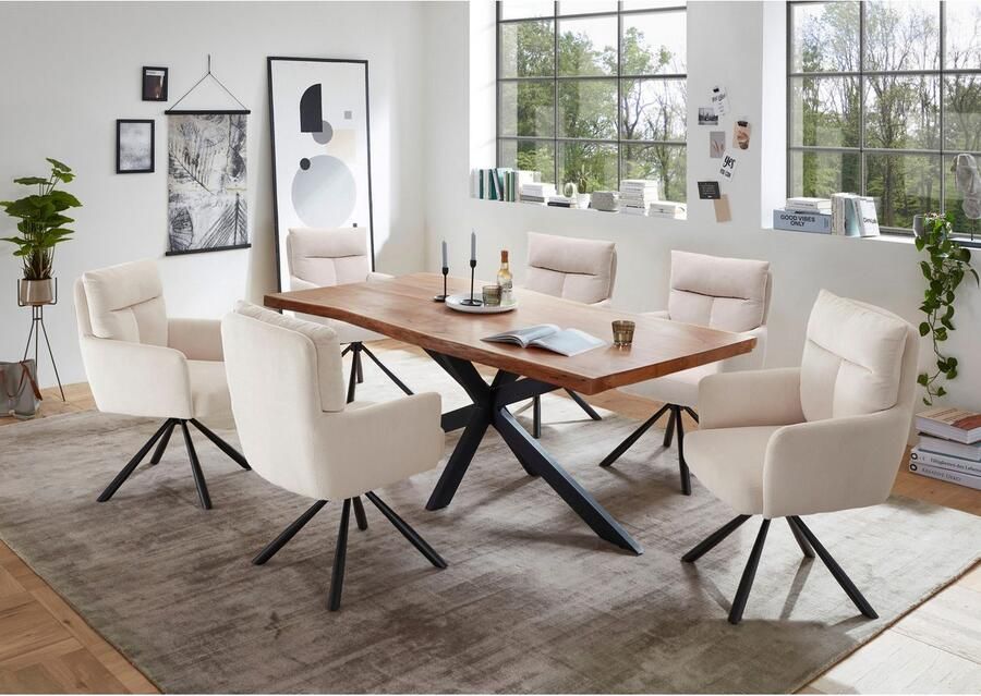 OTTO Stolkom Eettafel Jaro 200 cm breed met massief hout met boomrand - Foto 4