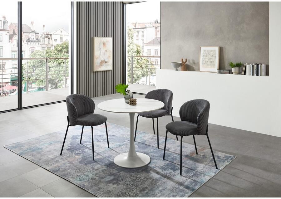 OTTO Stolkom Eettafel Josh ronde eettafel keramiek gemarmerd BxH 90x75 cm Keramische oppervlakte gemarmerd keuze uit wit grijs of zwart - Foto 4