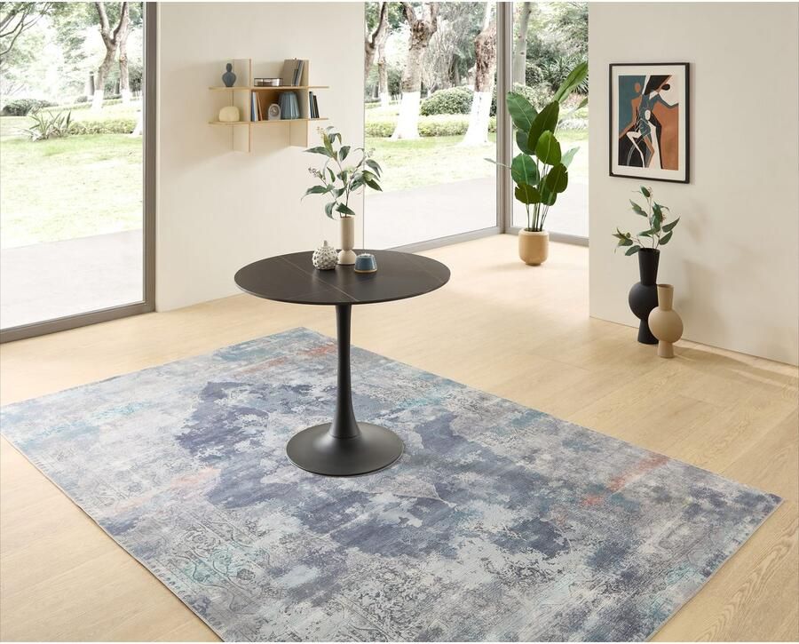 OTTO Stolkom Eettafel Josh ronde eettafel keramiek gemarmerd BxH 90x75 cm Keramische oppervlakte gemarmerd keuze uit wit grijs of zwart