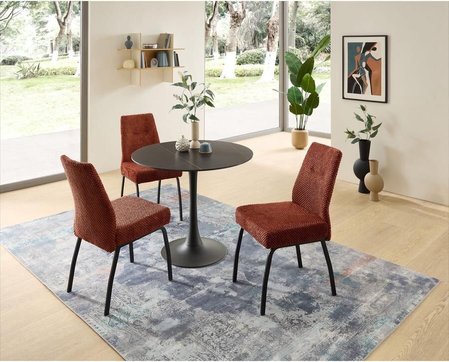 OTTO Stolkom Eettafel Josh ronde eettafel keramiek gemarmerd BxH 90x75 cm Keramische oppervlakte gemarmerd keuze uit wit grijs of zwart - Foto 2