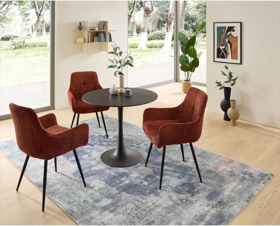 OTTO Stolkom Eettafel Josh ronde eettafel keramiek gemarmerd BxH 90x75 cm Keramische oppervlakte gemarmerd keuze uit wit grijs of zwart - Foto 3