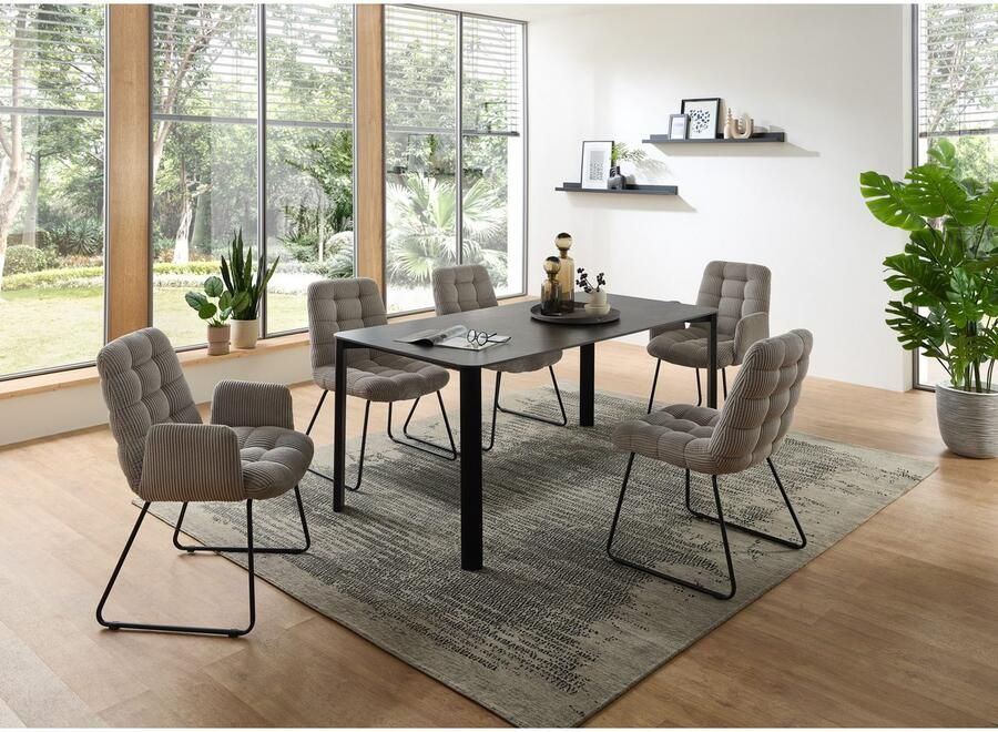 OTTO Stolkom Eettafel Lenni eettafel keramiek zwart gemarmerd BxHxD 180x76x90 cm Keramische oppervlakte zwart gemarmerd metalen frame mat zwart - Foto 3