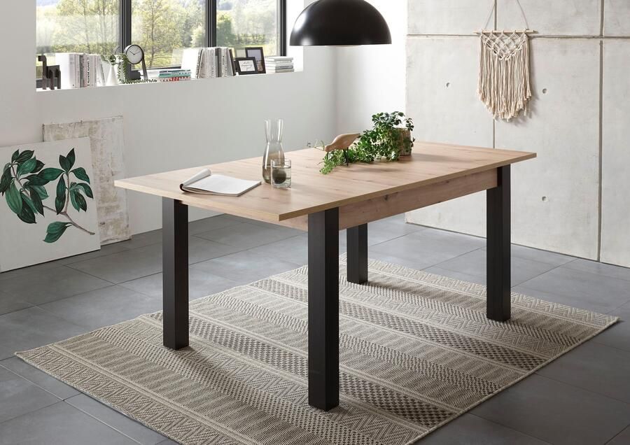 Emob Verlengbare eettafel Laifis 140 210cm zwart oude eik Kantoortafels Bruin; Zwart MDF; Spaanplaat Kantoortafels Op voorraad - Foto 7