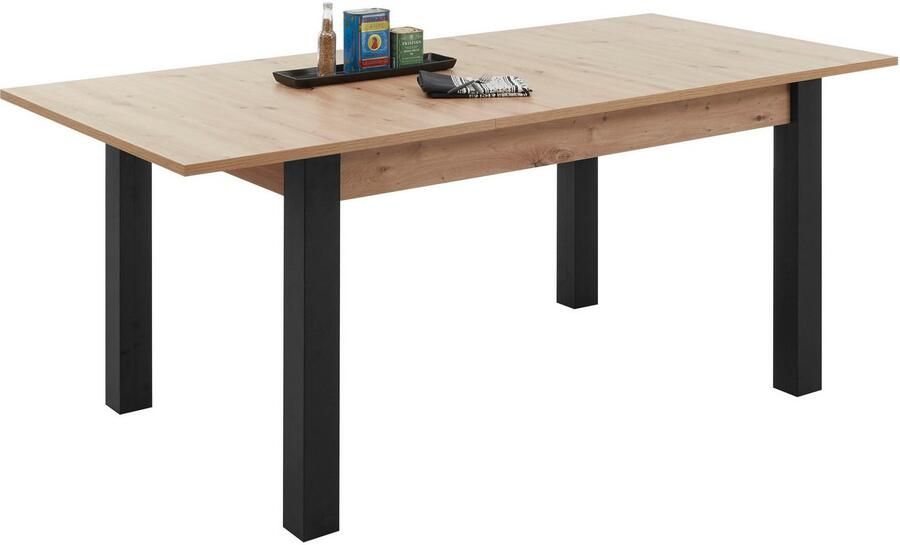 Emob Verlengbare eettafel Laifis 140 210cm zwart oude eik Kantoortafels Bruin; Zwart MDF; Spaanplaat Kantoortafels Op voorraad - Foto 6