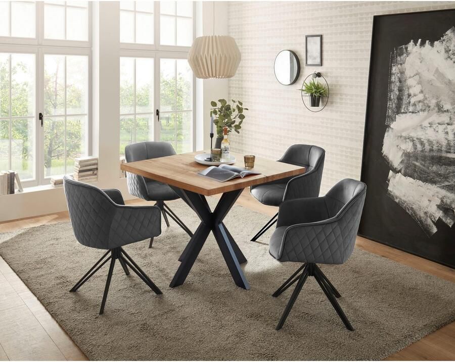 OTTO Stolkom Eettafel Micky 100 cm in massief geolied eiken vierkante tafel - Foto 2