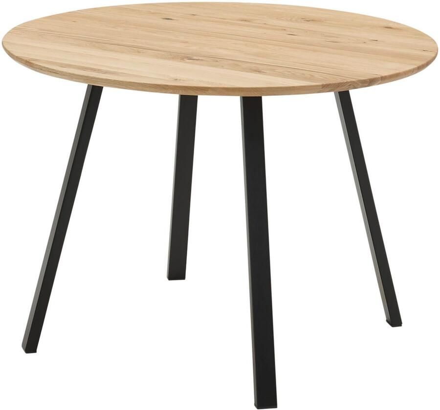 OTTO Stolkom Eettafel Nils massief houten ronde eettafel eik BxH 110x75 cm Stabiele 4-poots metalen frame vloer tot onderkant tafel ca. 69 cm - Foto 7