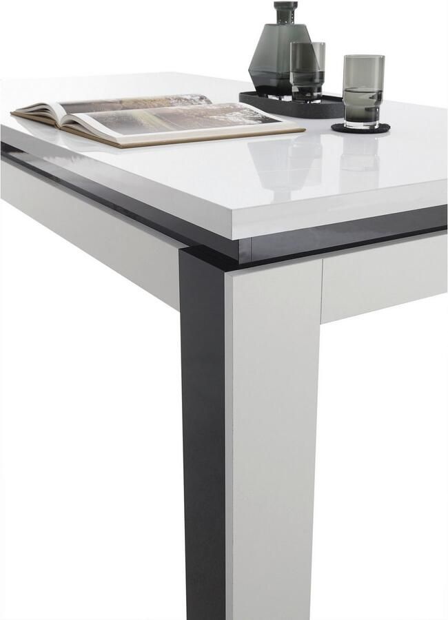 OTTO Stolkom Eettafel Savona eettafel wit hoogglans BxHxD 180x78x90 cm Wit en zwart hoogglans oppervlakbelasting van ca. 90 kg