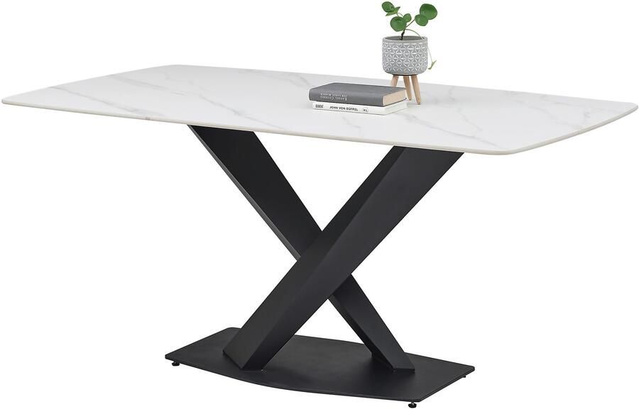 OTTO Stolkom Eettafel Ventura eettafel keramiek BxHxD 180x75x90 cm Keramische oppervlakte afgeronde hoeken metalen frame mat zwart - Foto 9