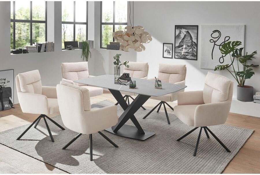 OTTO Stolkom Eettafel Ventura eettafel keramiek BxHxD 180x75x90 cm Keramische oppervlakte afgeronde hoeken metalen frame mat zwart - Foto 6