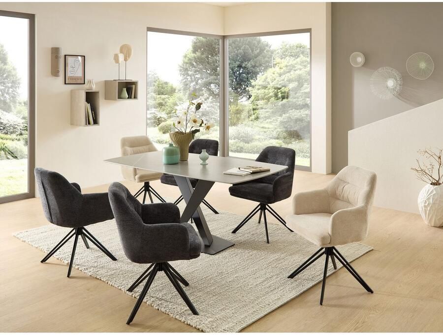 OTTO Stolkom Eettafel Ventura eettafel keramiek BxHxD 180x75x90 cm Keramische oppervlakte afgeronde hoeken metalen frame mat zwart - Foto 3