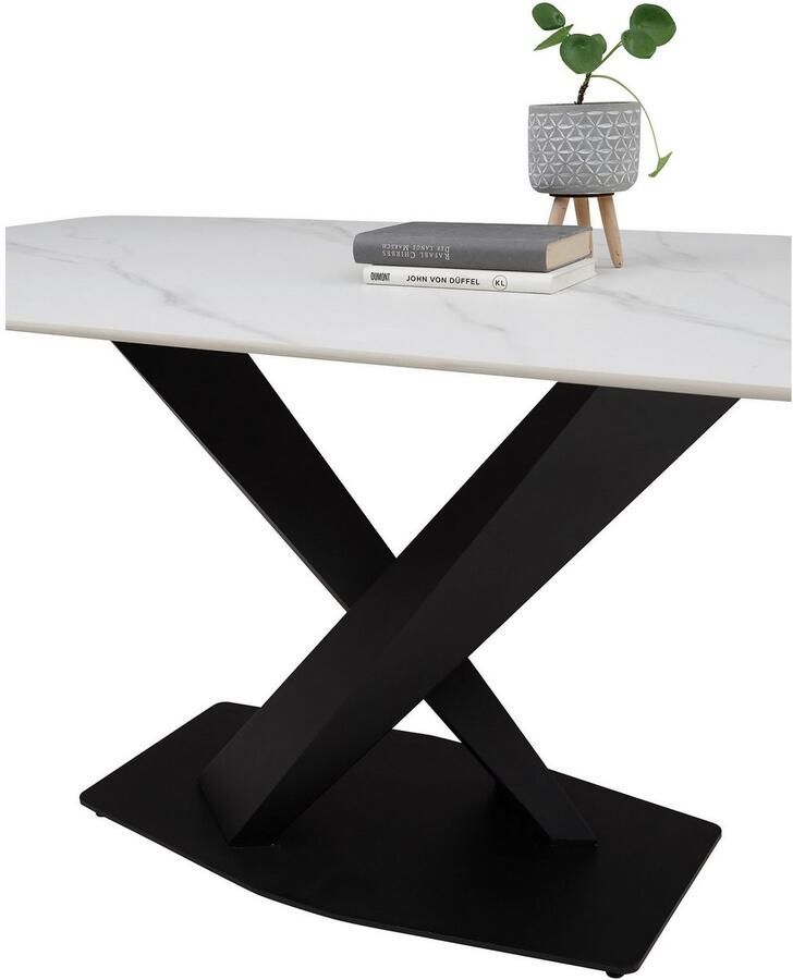 OTTO Stolkom Eettafel Ventura eettafel keramiek BxHxD 180x75x90 cm Keramische oppervlakte afgeronde hoeken metalen frame mat zwart