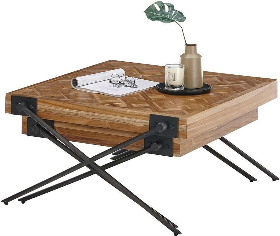 OTTO Stolkom Salontafel Akoni 2-delig set massief teak gerecycled met patroon - Foto 5