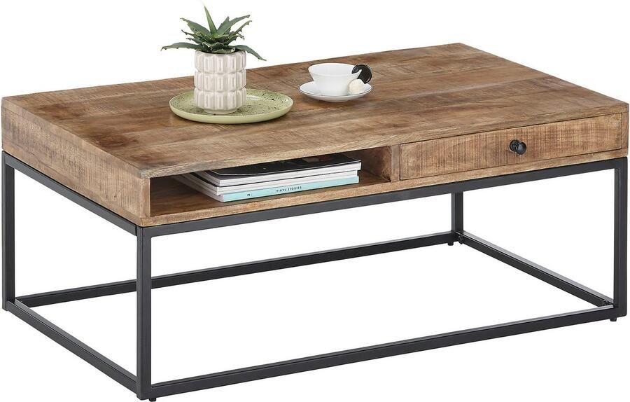 OTTO Stolkom Salontafel Alison Massief hout met lade tafel in industriële stijl - Foto 4