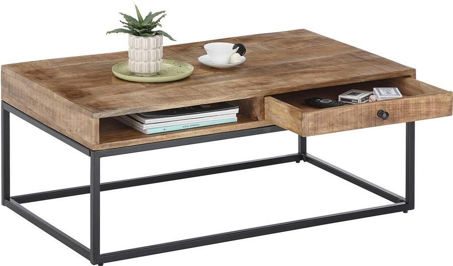 OTTO Stolkom Salontafel Alison Massief hout met lade tafel in industriële stijl - Foto 5