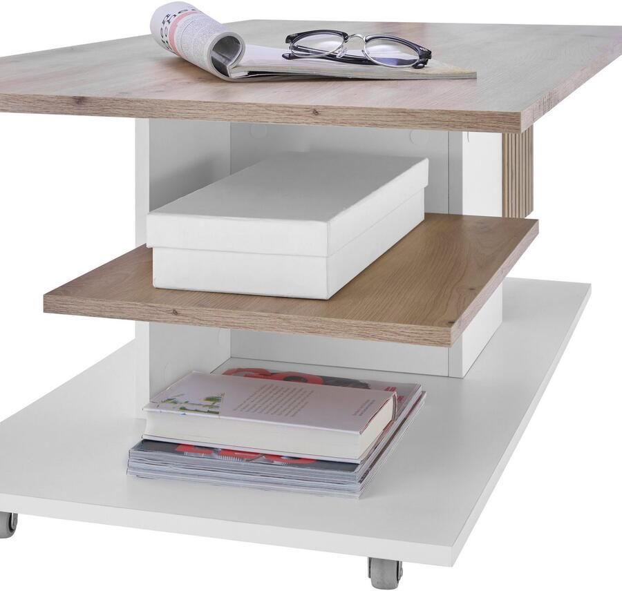 OTTO Stolkom Salontafel Ally salontafel met wielen wit Artisan decor BxHxD 110x44 5x60 cm