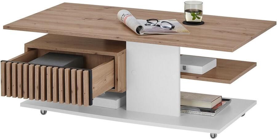 OTTO Stolkom Salontafel Ally salontafel met wielen wit Artisan decor BxHxD 110x44 5x60 cm - Foto 4