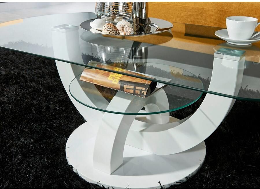 OTTO Stolkom Salontafel Boston TOPSELLER! Glas tafel met U-vorm frame in wit hoogglans - Foto 4