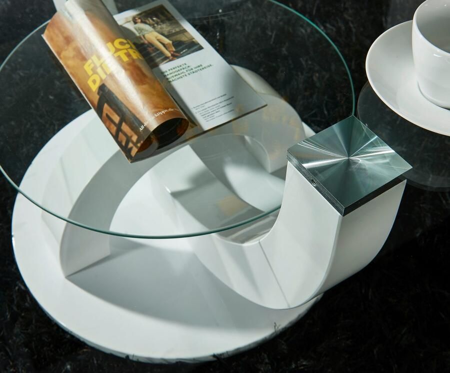 OTTO Stolkom Salontafel Boston TOPSELLER! Glas tafel met U-vorm frame in wit hoogglans