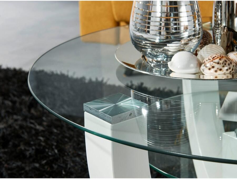 OTTO Stolkom Salontafel Denver TOPSELLER! rond met glas tafel -onderstel wit hoogglans - Foto 3