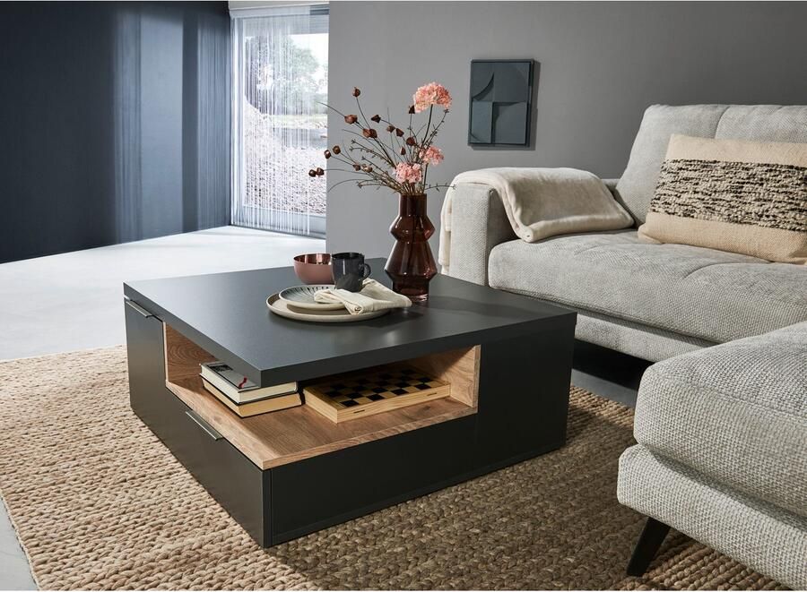 OTTO Stolkom Salontafel Enna TOPSELLER! 80x80 cm salontafel met lades melamine gecoat